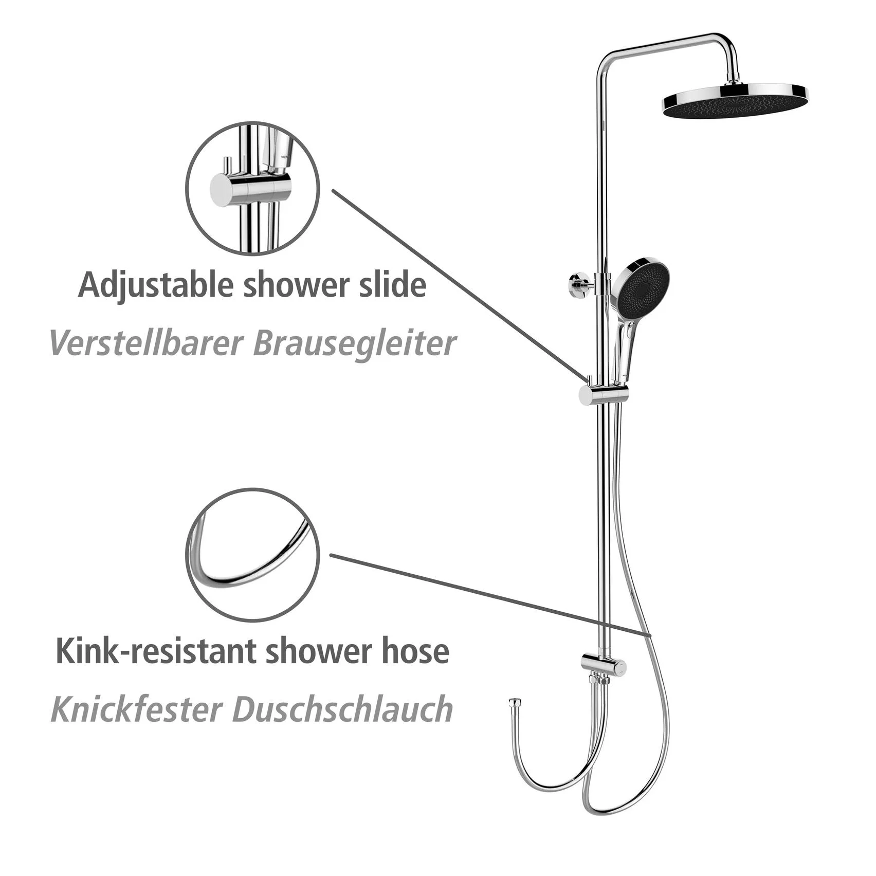 Duschsystem Softwater Chrom - einfacher Anschluss an bestehende Armatur oder Wandanschlussbogen - 7