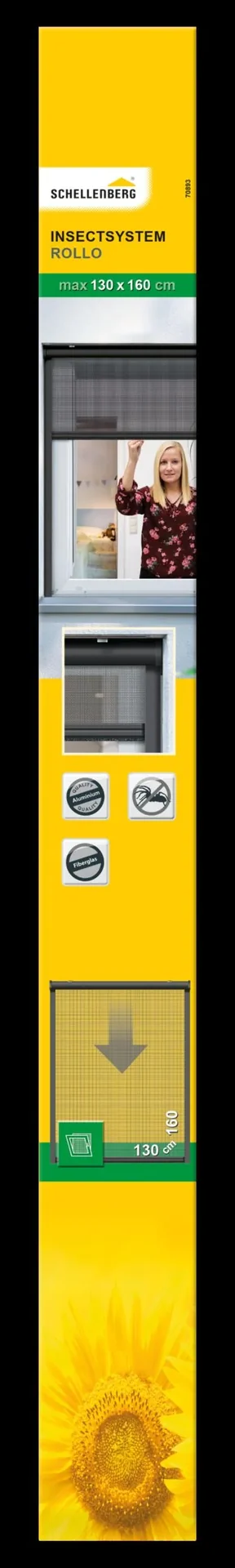 Insektenschutzrollo für Fenster, Farbe anthrazit, 130 x 160 cm - 1