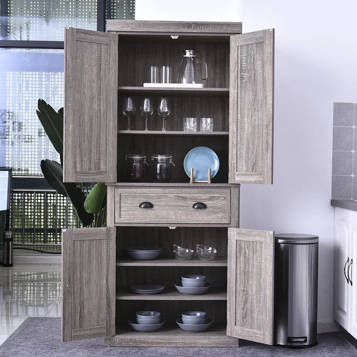 Kolonialschrank mit Schublade braun - 2
