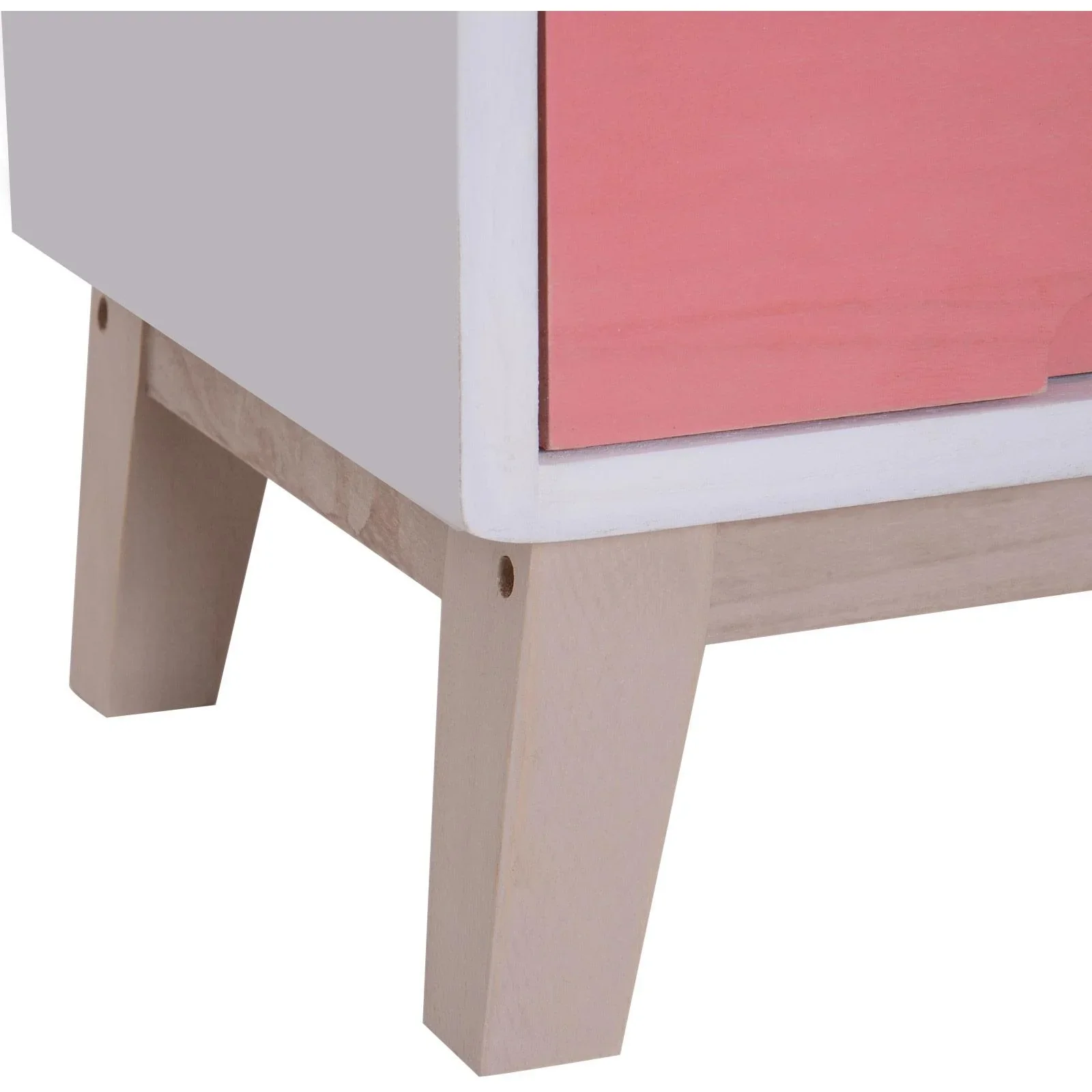 Nachttisch Nachtkommode Flurkommode mit 3 Schubladen Paulownienholz bunt 30 x 34 x 51 cm - 0