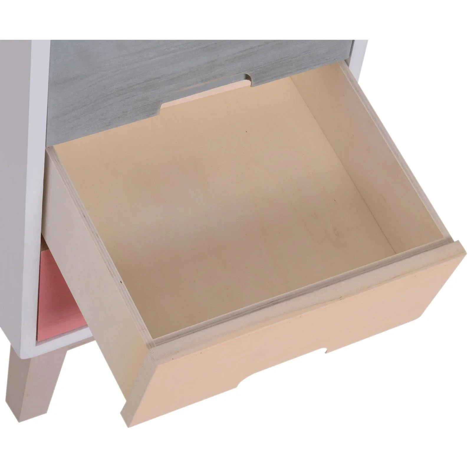 Nachttisch Nachtkommode Flurkommode mit 3 Schubladen Paulownienholz bunt 30 x 34 x 51 cm - 2