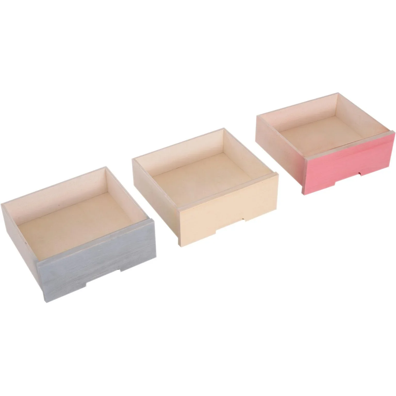 Nachttisch Nachtkommode Flurkommode mit 3 Schubladen Paulownienholz bunt 30 x 34 x 51 cm - 3