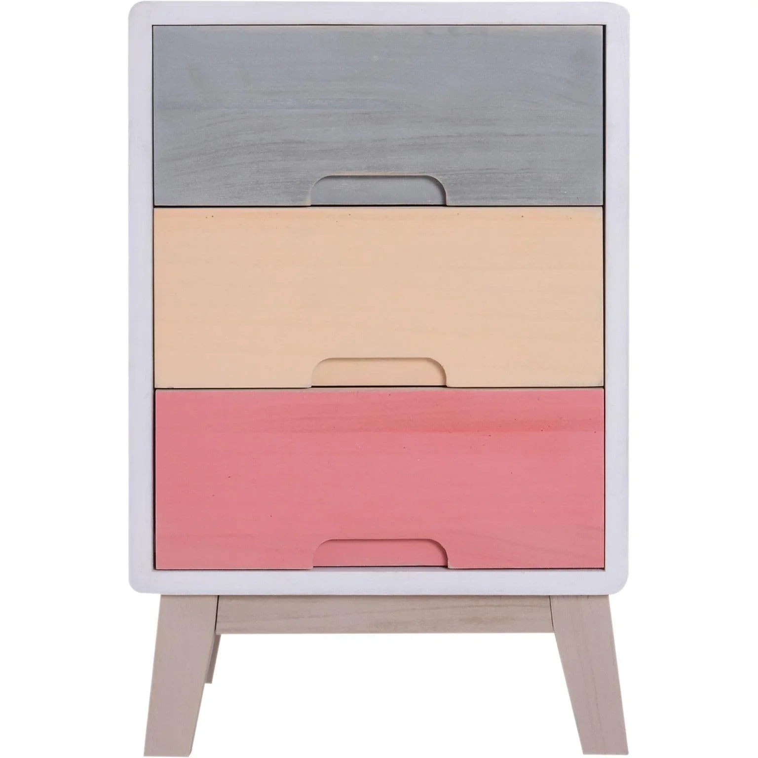 Nachttisch Nachtkommode Flurkommode mit 3 Schubladen Paulownienholz bunt 30 x 34 x 51 cm - 6