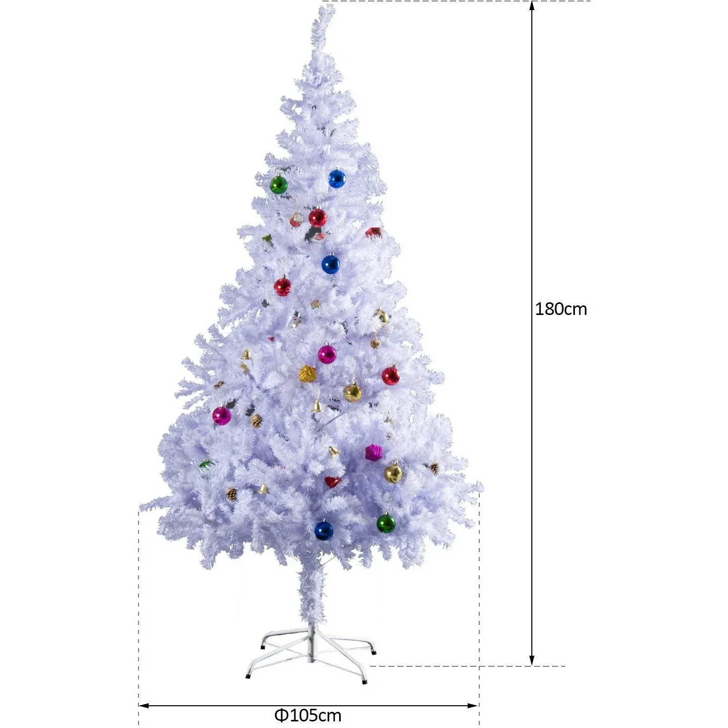 Weihnachtsbaum Tannenbaum mit Ständer inkl, Dekor 180cm Weiß - 1