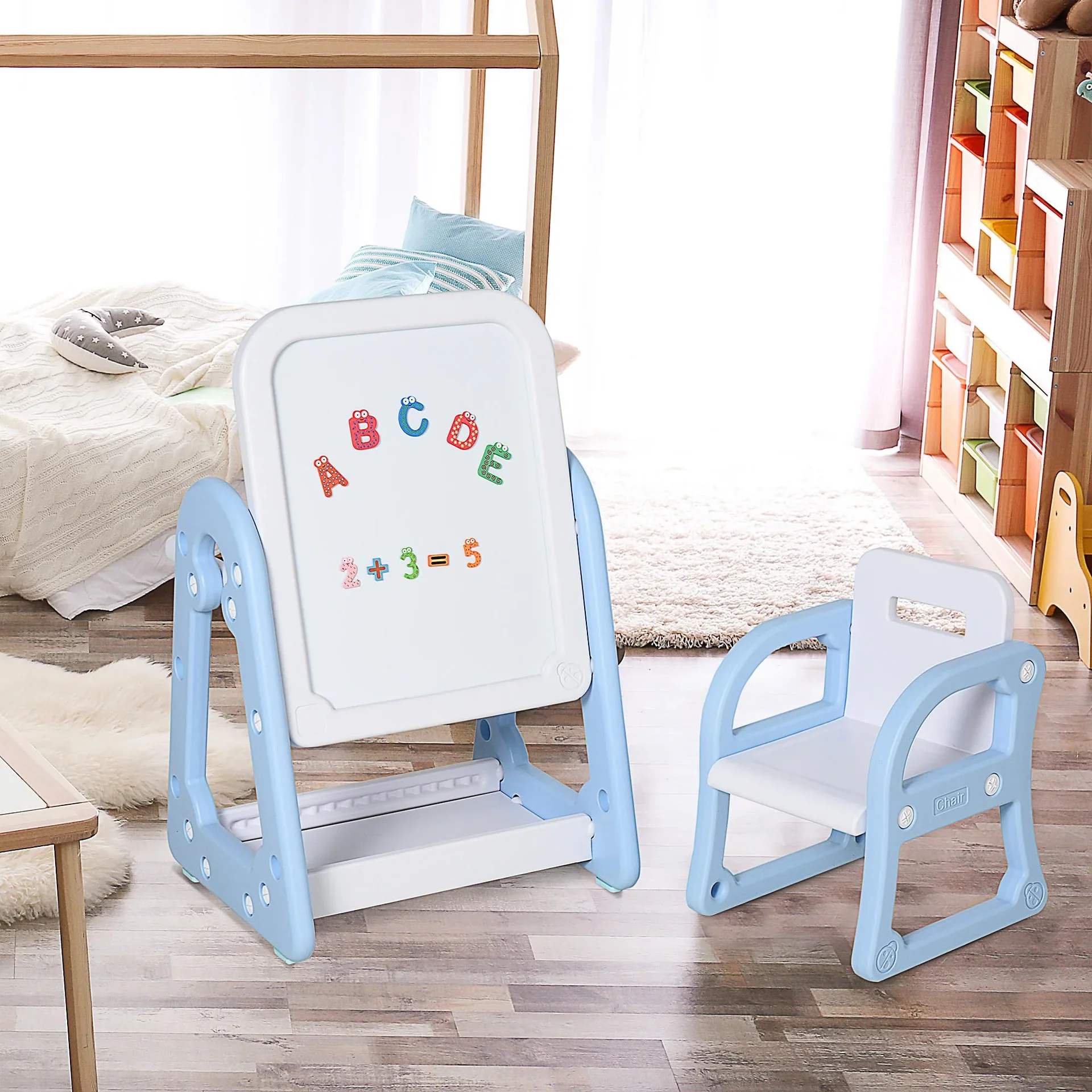 Kindertafel mit Stuhl und Malzubehör - 1