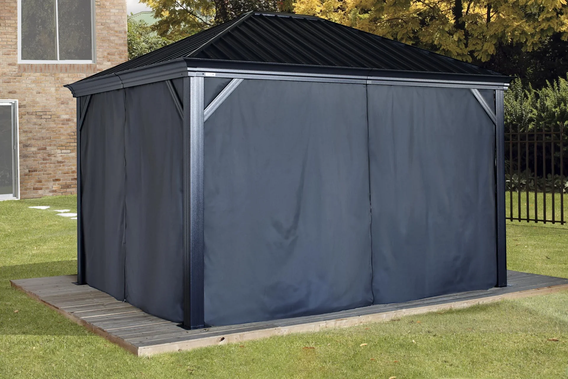 Pavillon Zubehör Vorhang-Set Marsala 10x14 Schwarz - 1