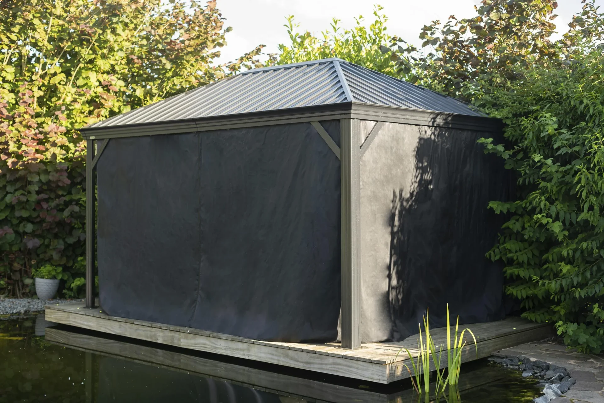Pavillon Zubehör Vorhang-Set Marsala 10x14 Schwarz - 4