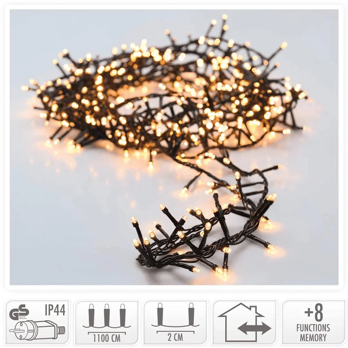 3x Weihnachtsbaumlichter 11 Meter Warmweiß - 560LED Innen & Außen - 0