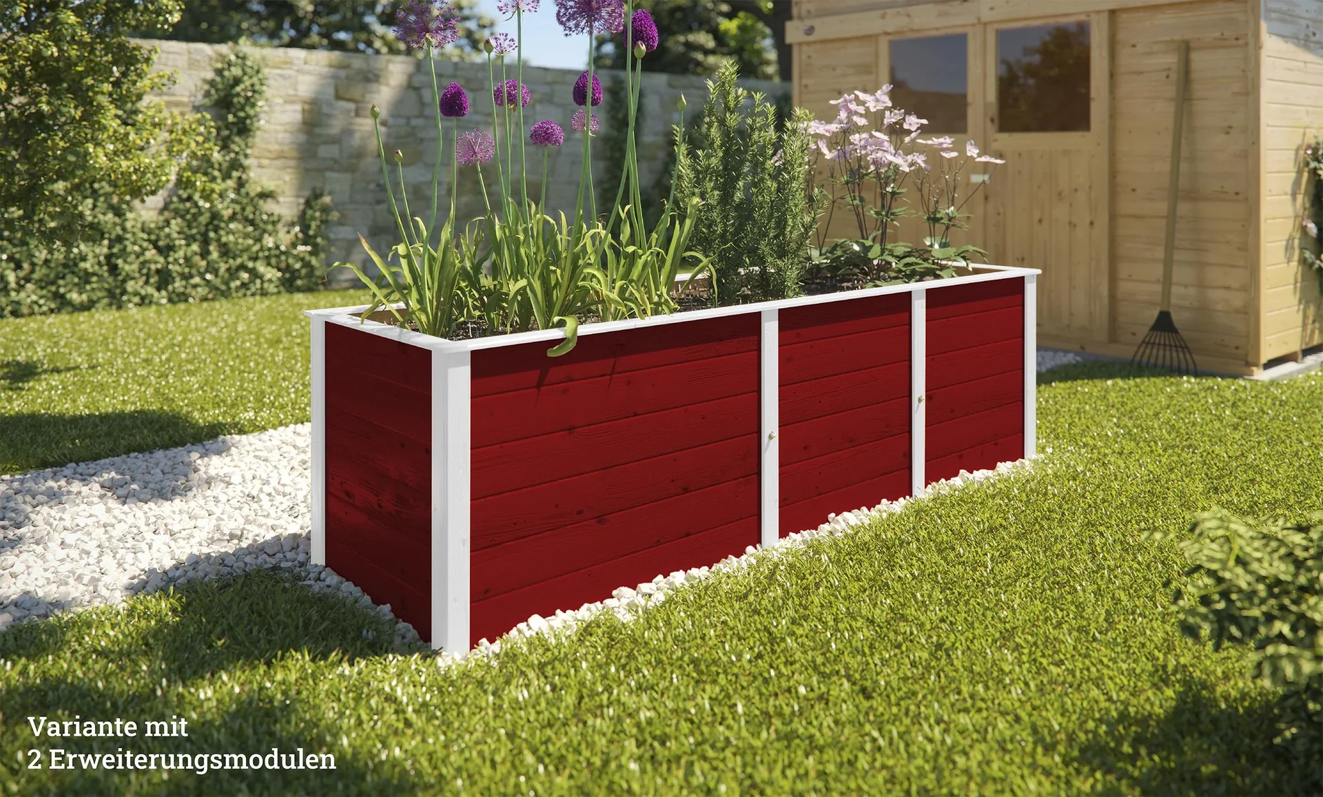 Ergänzungssatz Hochbeet Modular, Wandstärke  21 mm, rot, 67 cm - 0