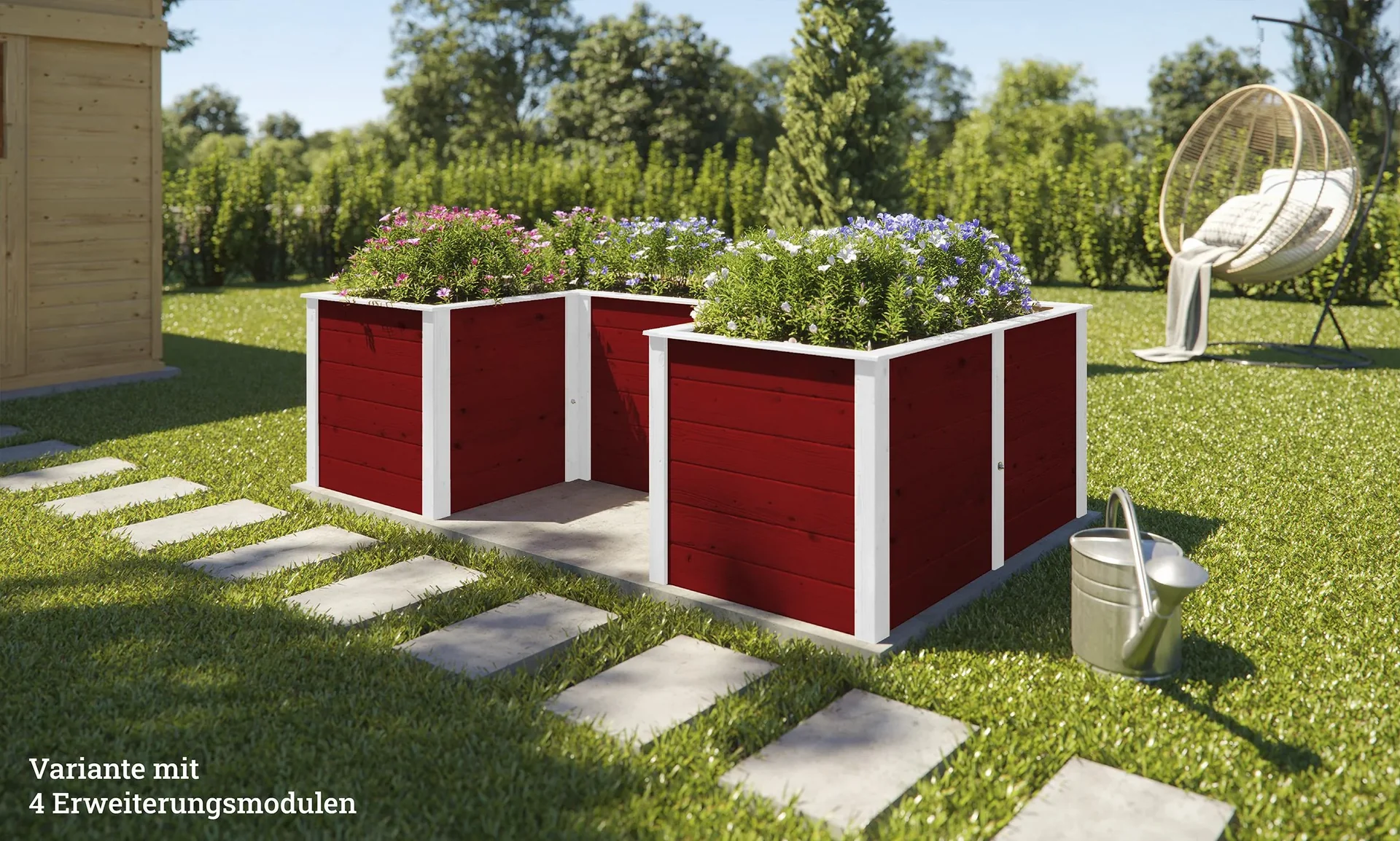 Ergänzungssatz Hochbeet Modular, Wandstärke  21 mm, rot, 67 cm - 1