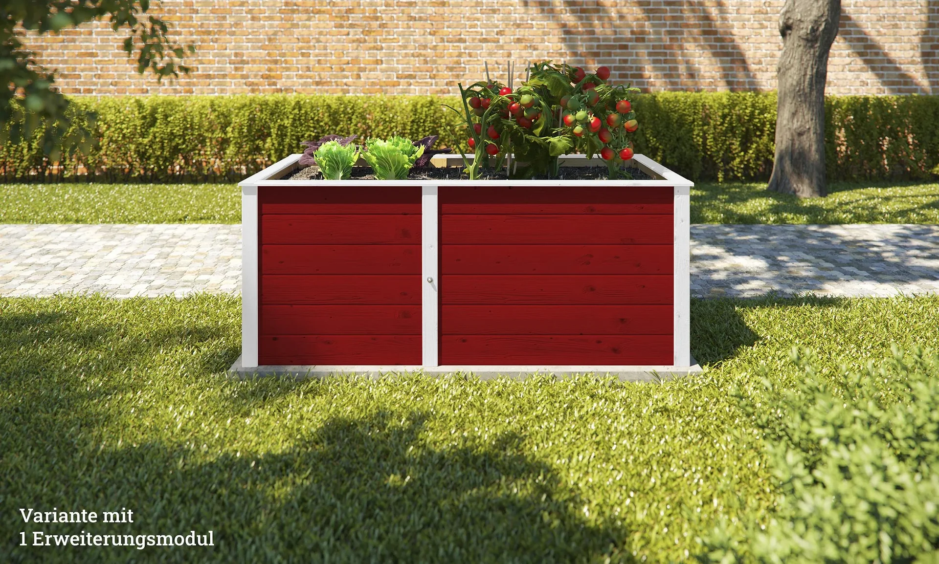 Ergänzungssatz Hochbeet Modular, Wandstärke  21 mm, rot, 67 cm - 4