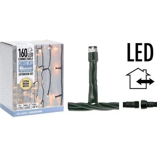 Weihnachtsbeleuchtung - Verkettbar - 160 LED - 3 Meter - Warmweiß - 0