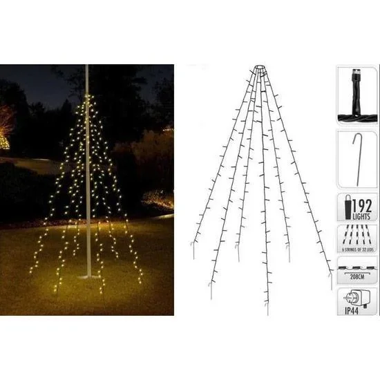 Pro Garden Flagpole Beleuchtung - 192 LED's - 208 cm hoch - warmweißes Licht - wasserdicht - 0