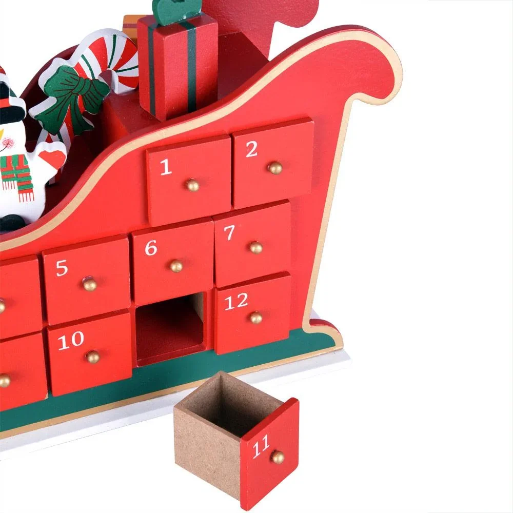 Adventskalender-Schlitten mit selbst befüllbaren Fächern - 1