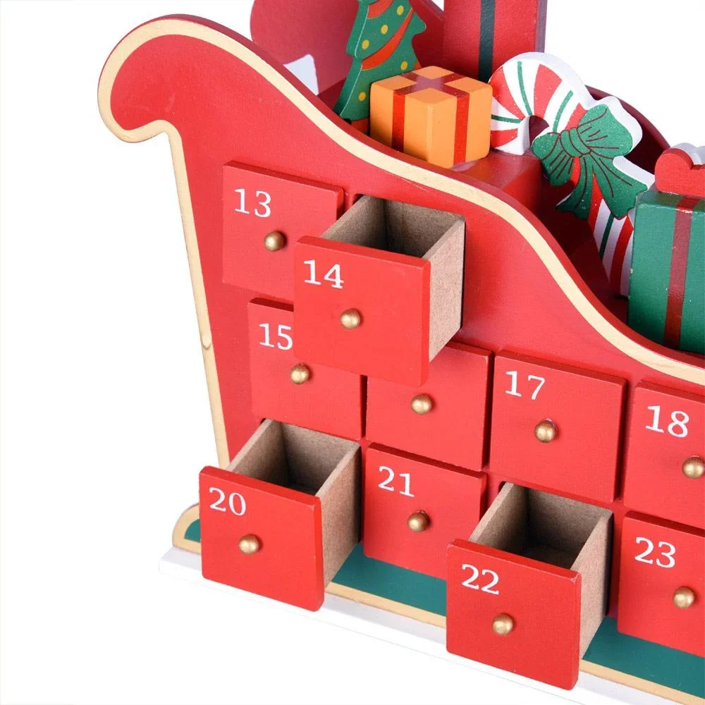 Adventskalender-Schlitten mit selbst befüllbaren Fächern - 3