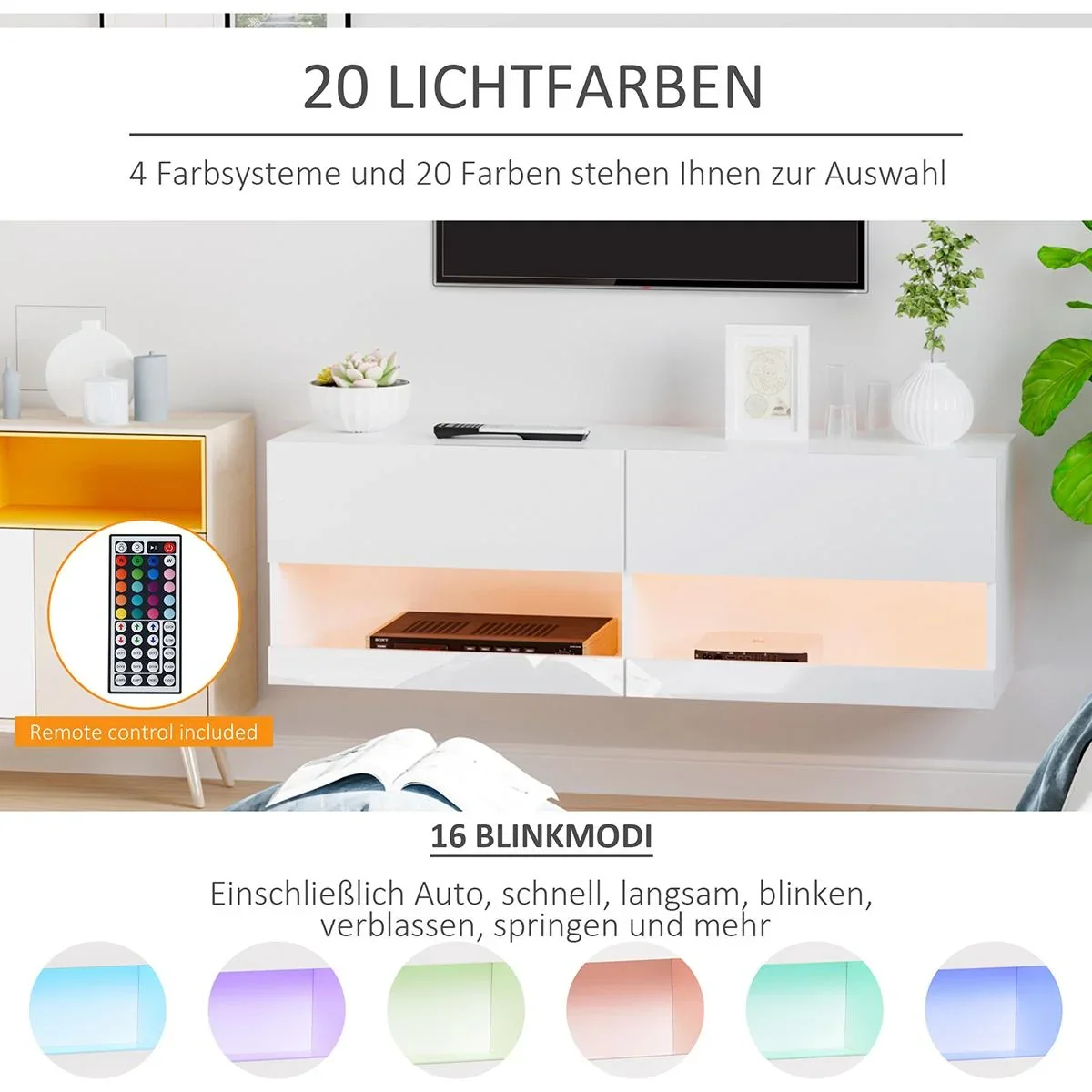 TV Board mit LED Beleuchtung weiß - 8