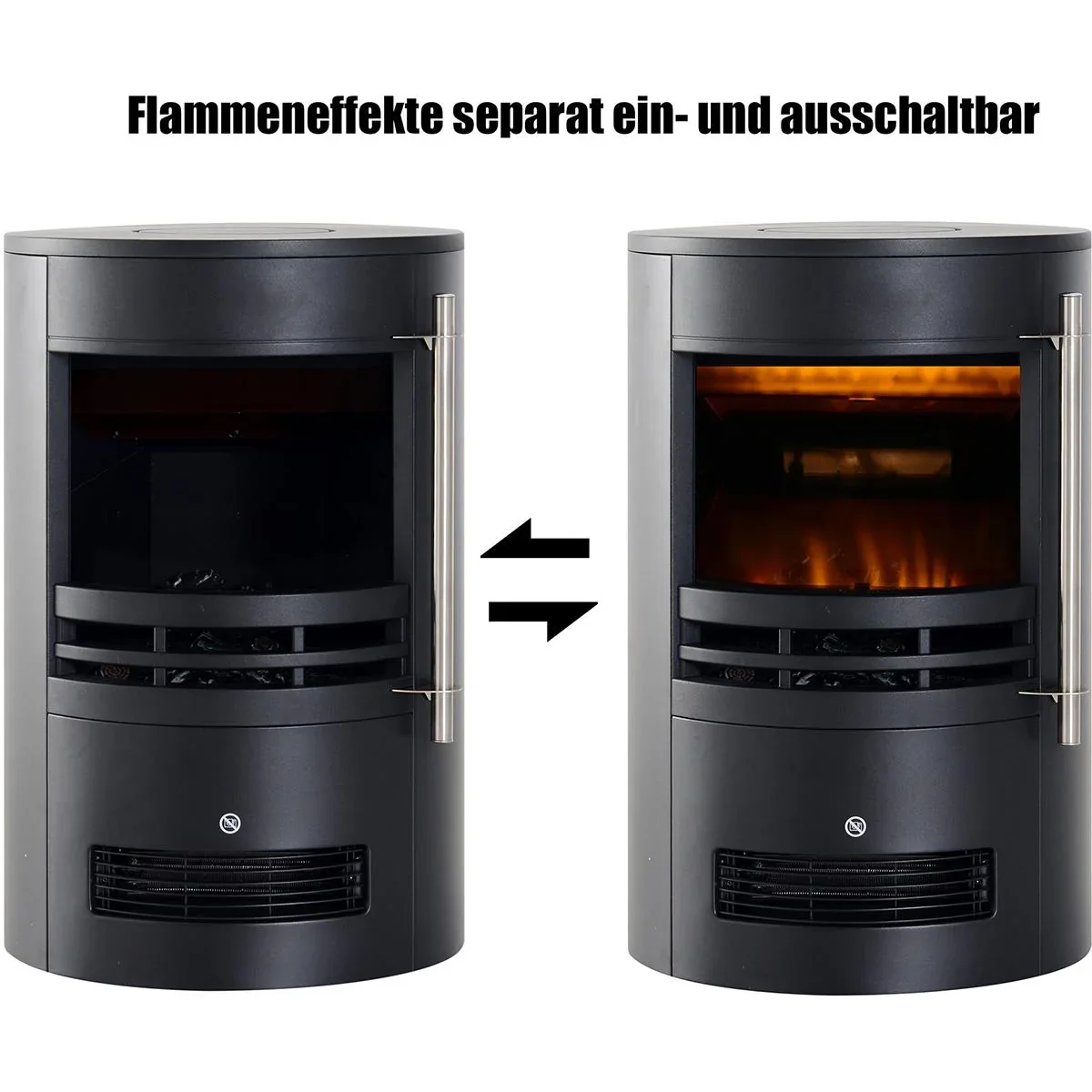 Kaminofen mit Flammeneffekt schwarz - 0