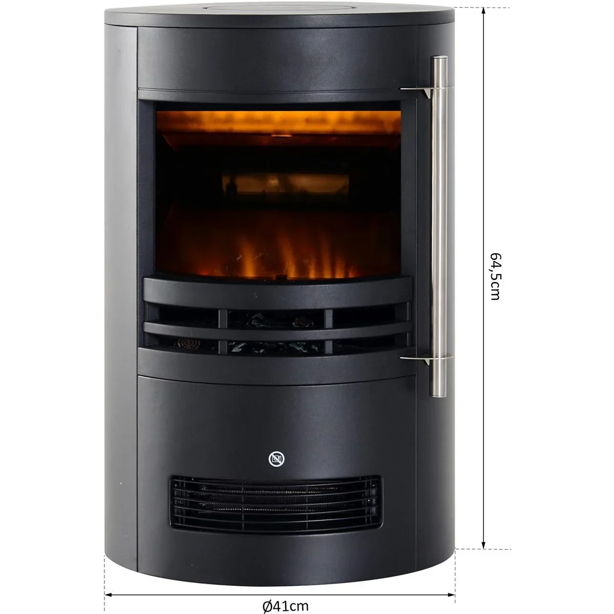 Kaminofen mit Flammeneffekt schwarz - 1