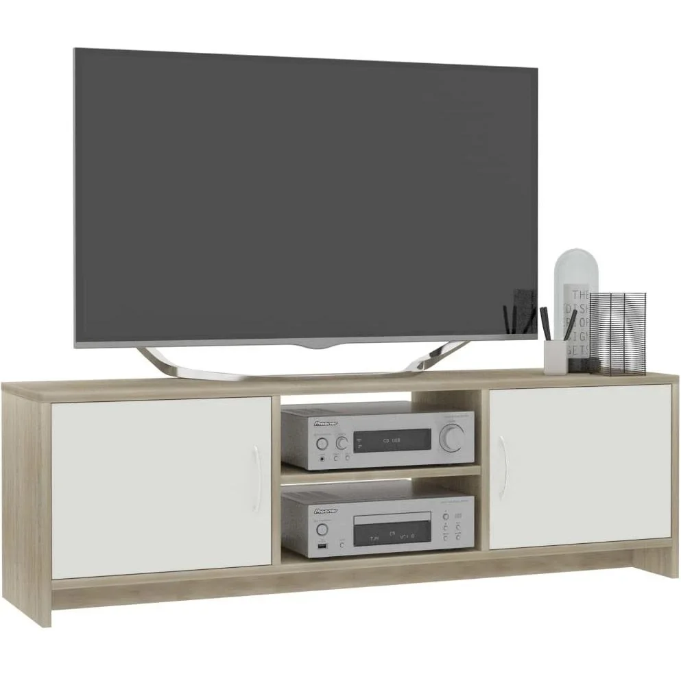 TV-Schrank 120x30x37,5 cm weiß und Sonoma-Eiche - 3