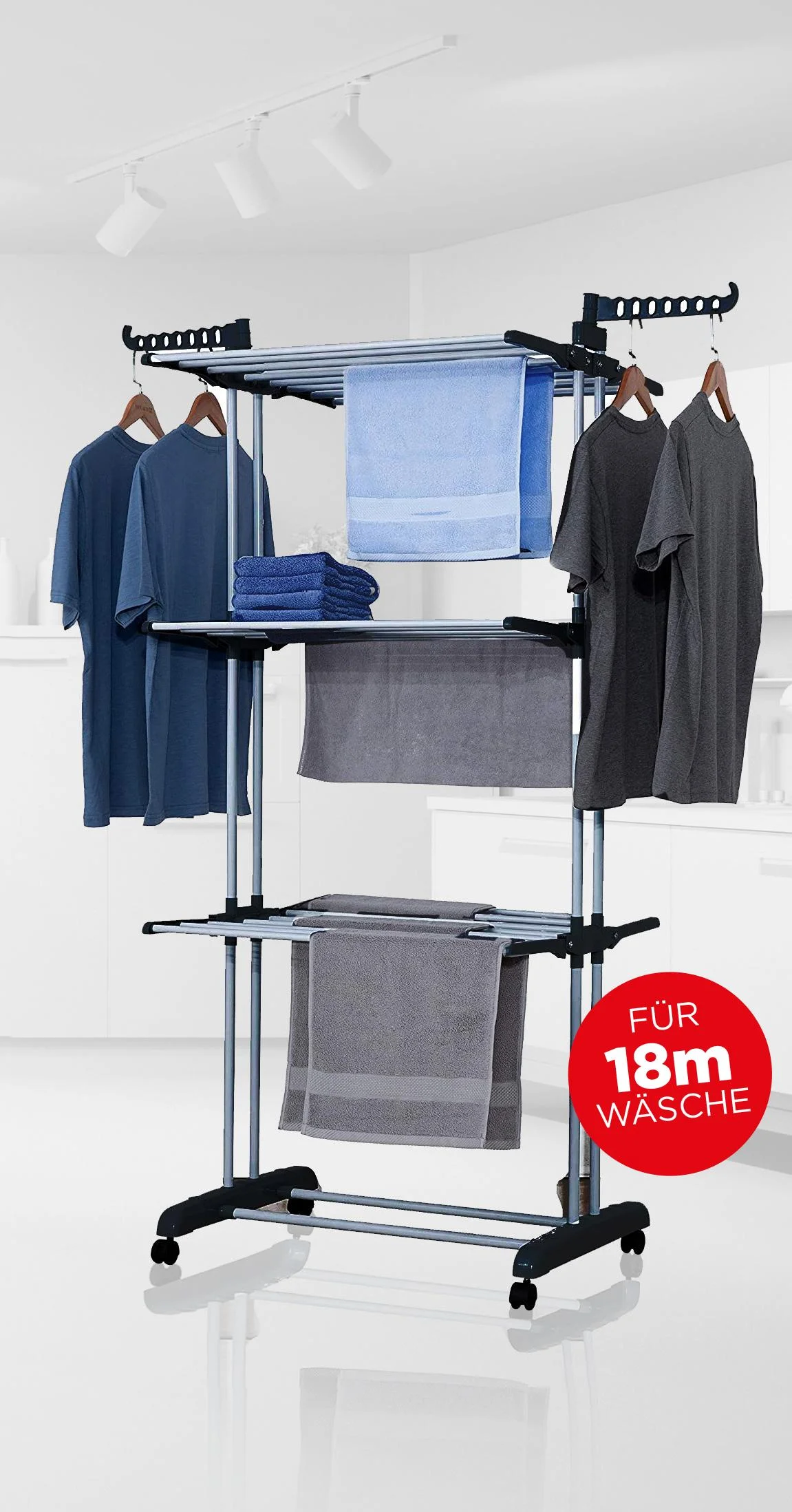 Turmwäscheständer XXL, Schwarz/ Silber - 2