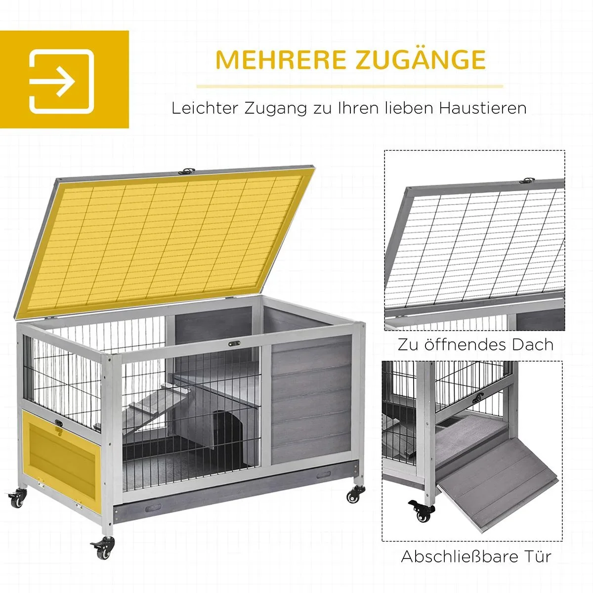 Kleintierstall mit Rädern Doppelst - 1