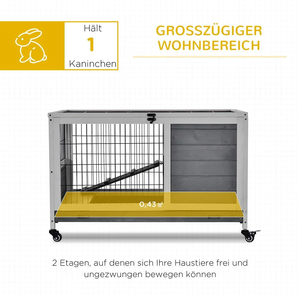 Kleintierstall mit Rädern Doppelst - 2
