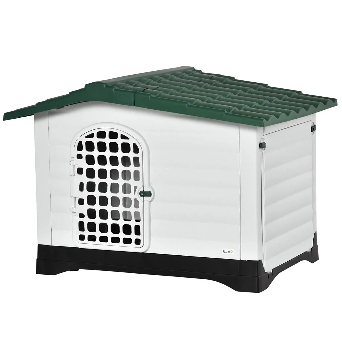 Outdoor Hundehütte Hundehaus Haustierzubehör Hundezubehör Tierbedarf mit Dachluke Tor Unterschlupf für mittelgroße Hunde - 0