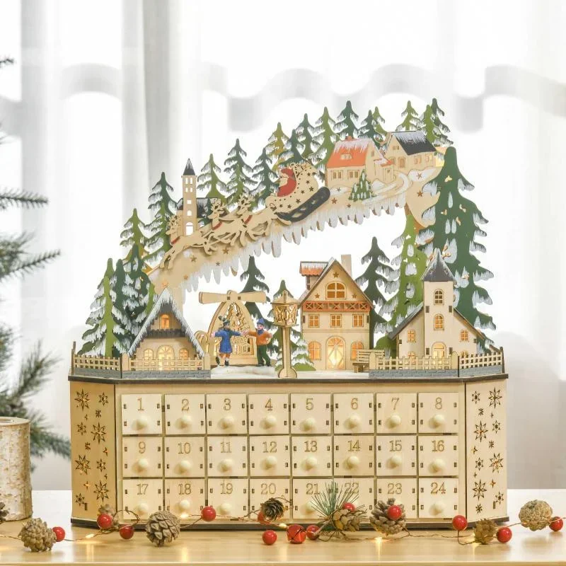 Adventskalender zum Befüllen 24 Schubladen Fächer Weihnachtskalender - 0