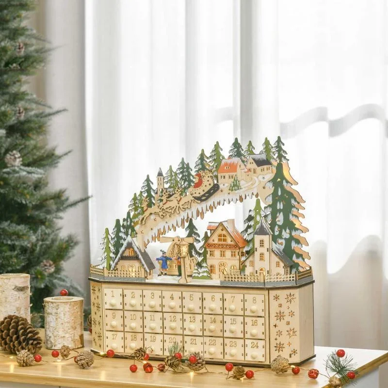 Adventskalender zum Befüllen 24 Schubladen Fächer Weihnachtskalender - 1