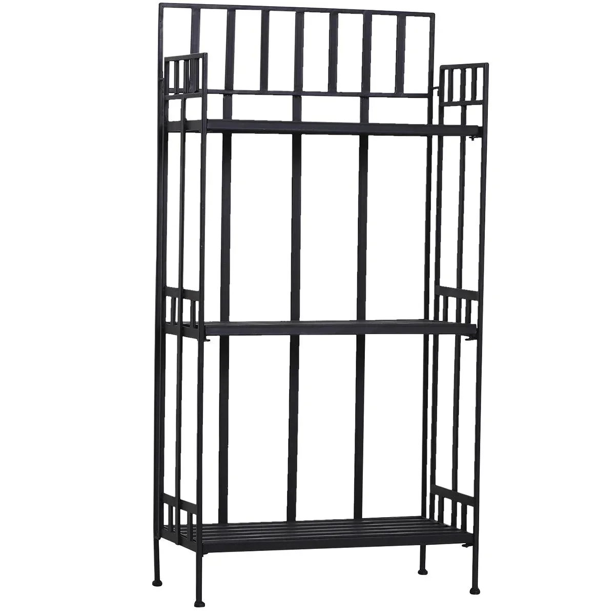 Pflanzregal Pflanzenständer Blumenregal Blumenständer Gartenregal 3 Ebenen faltbar Metall Schwarz 61 x 29,5 x 120 cm mit - 1