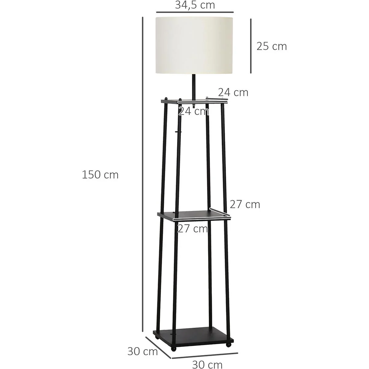 Stehlampe mit Ablagefläche Schwarz+Cremeweiß - 7