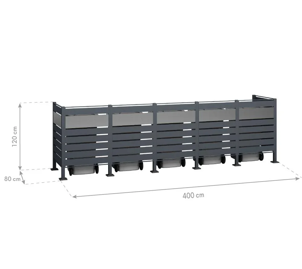 Mülltonnenverkleidung Planum 5er Box, 120 cm, antharzit - 2