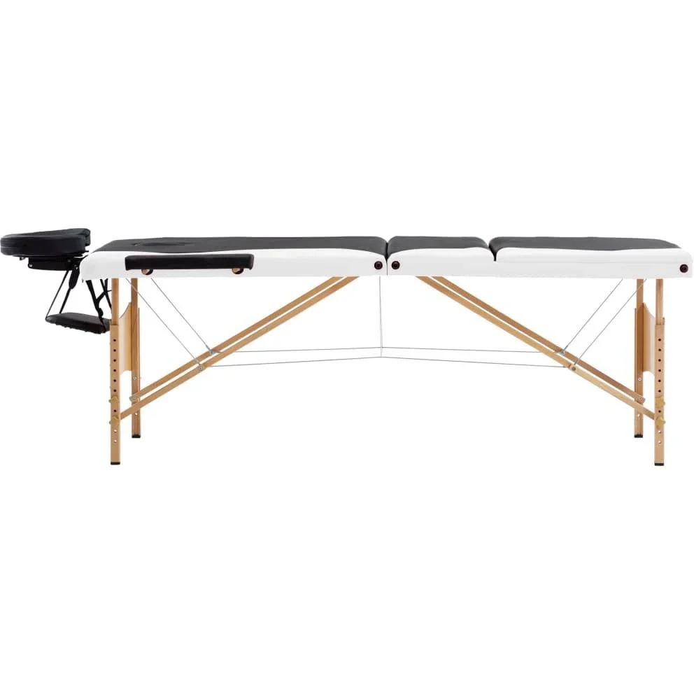 Klappbarer Massagetisch 3 Zonen Holz schwarz und weiß - 3