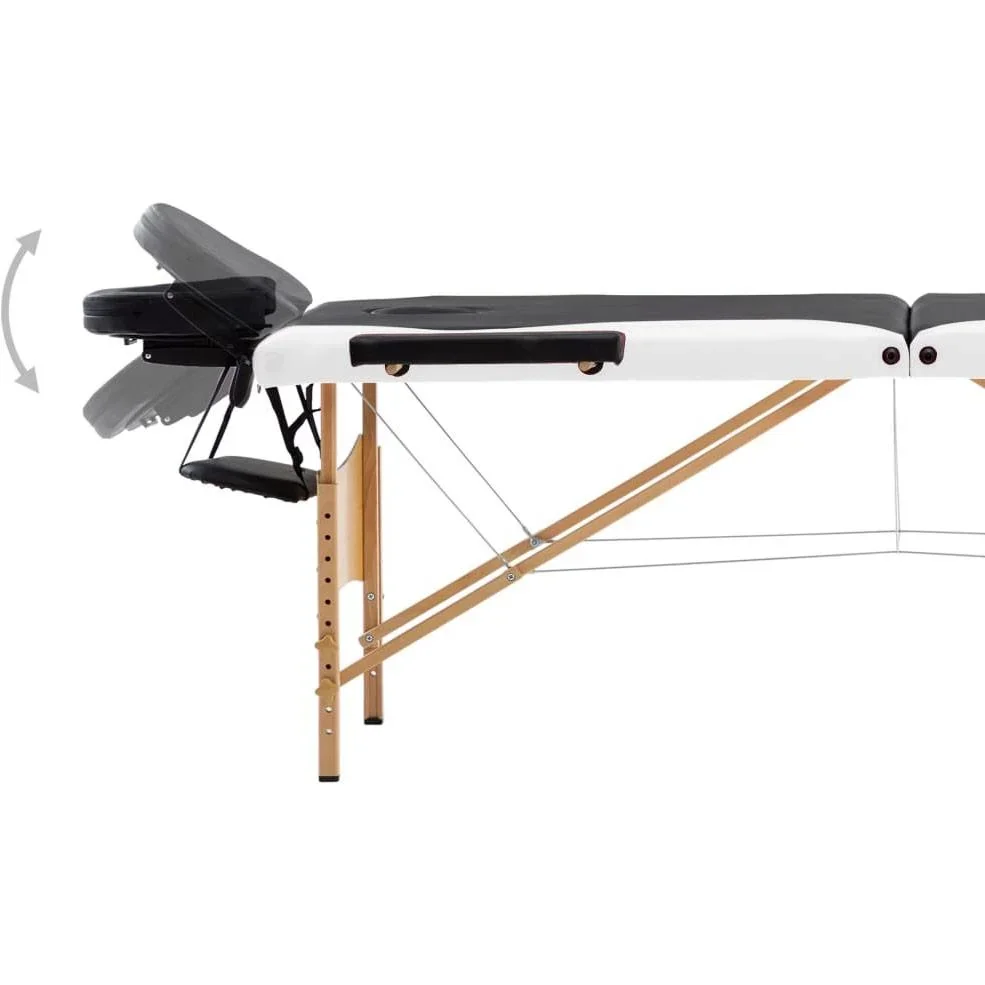 Klappbarer Massagetisch 3 Zonen Holz schwarz und weiß - 4