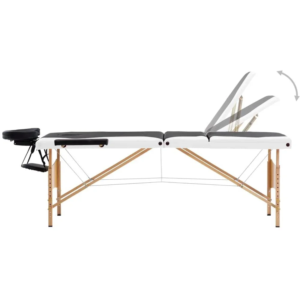 Klappbarer Massagetisch 3 Zonen Holz schwarz und weiß - 5
