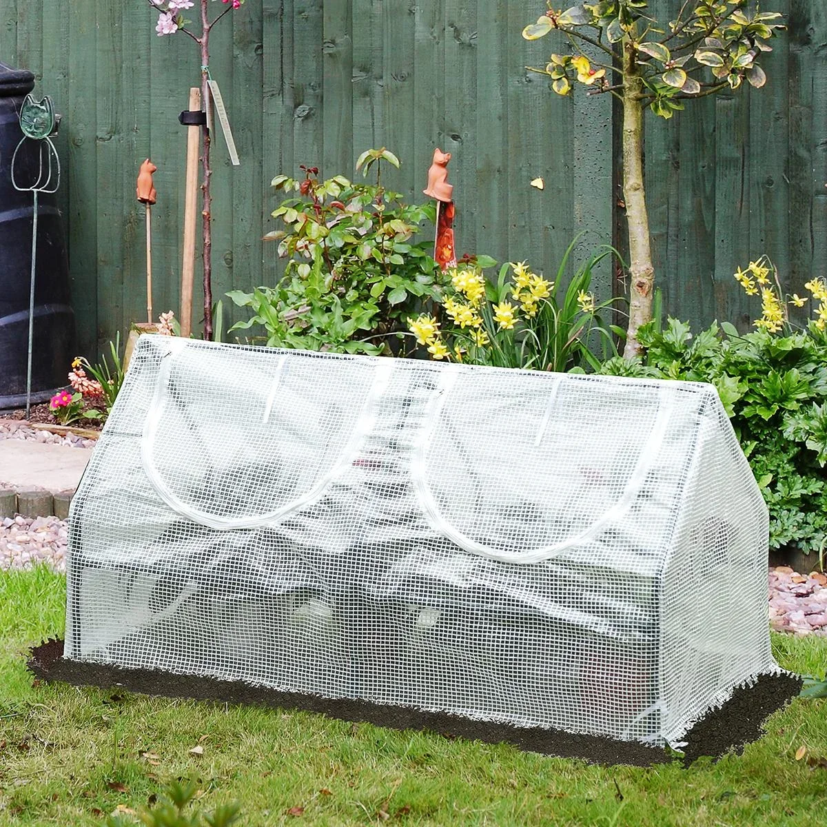 Gewächshaus mit Fenster PE Treibhaus Tomatenhaus Frühbeet 120x60x60cm Weiß - 1