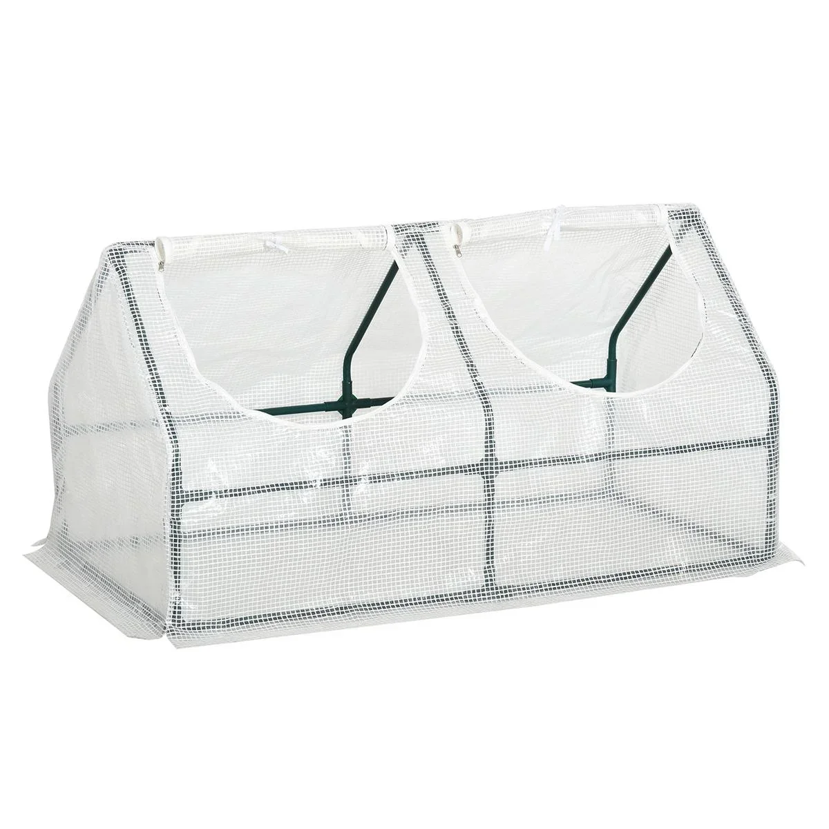 Gewächshaus mit Fenster PE Treibhaus Tomatenhaus Frühbeet 120x60x60cm Weiß - 2