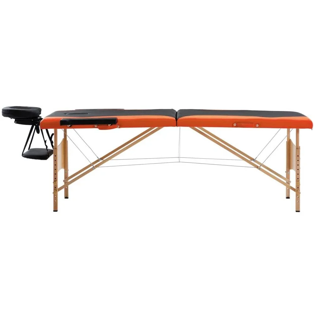 Klappbarer Massagetisch 2 Zonen Holz schwarz und orange - 3