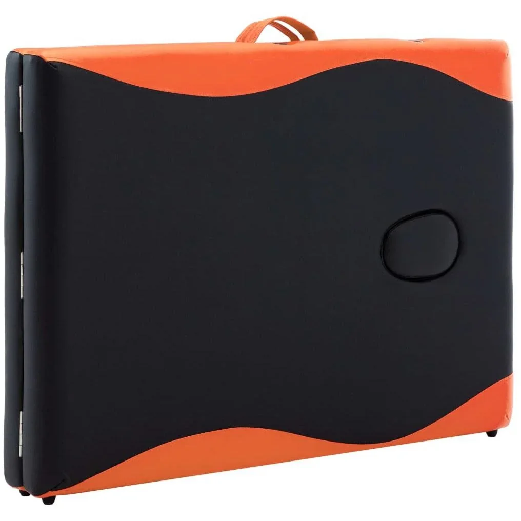 Klappbarer Massagetisch 2 Zonen Holz schwarz und orange - 4