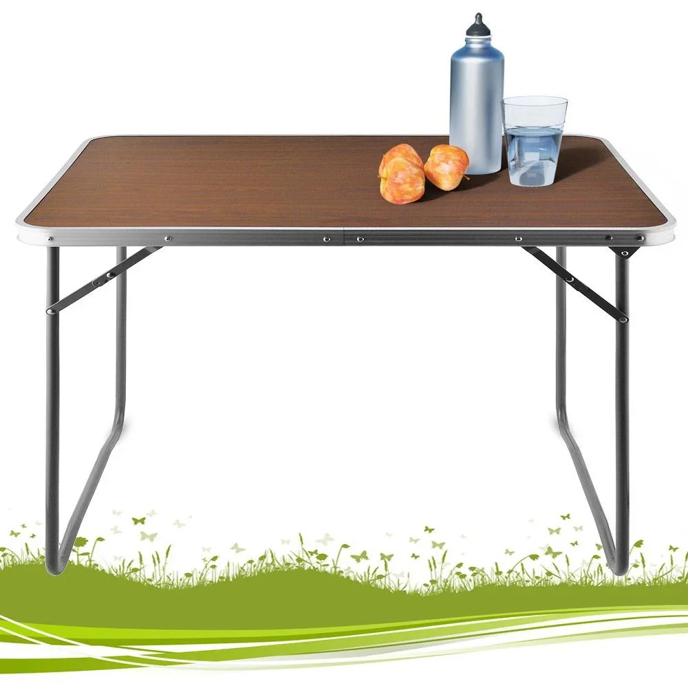 Klappbarer Campingtisch Holzoptik Aluminium 80x60x70cm - 2