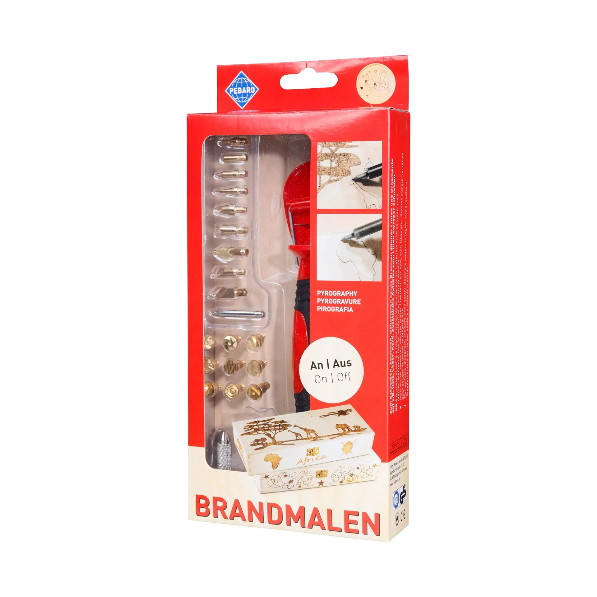 Brandmal-Set mit An/Aus-Kolben und 20 Aufsätzen - 2