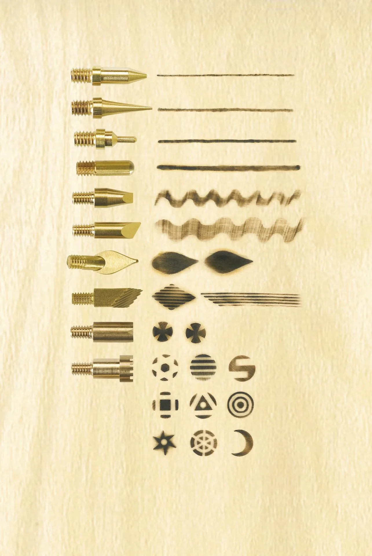 Brandmal-Set mit An/Aus-Kolben und 20 Aufsätzen - 3