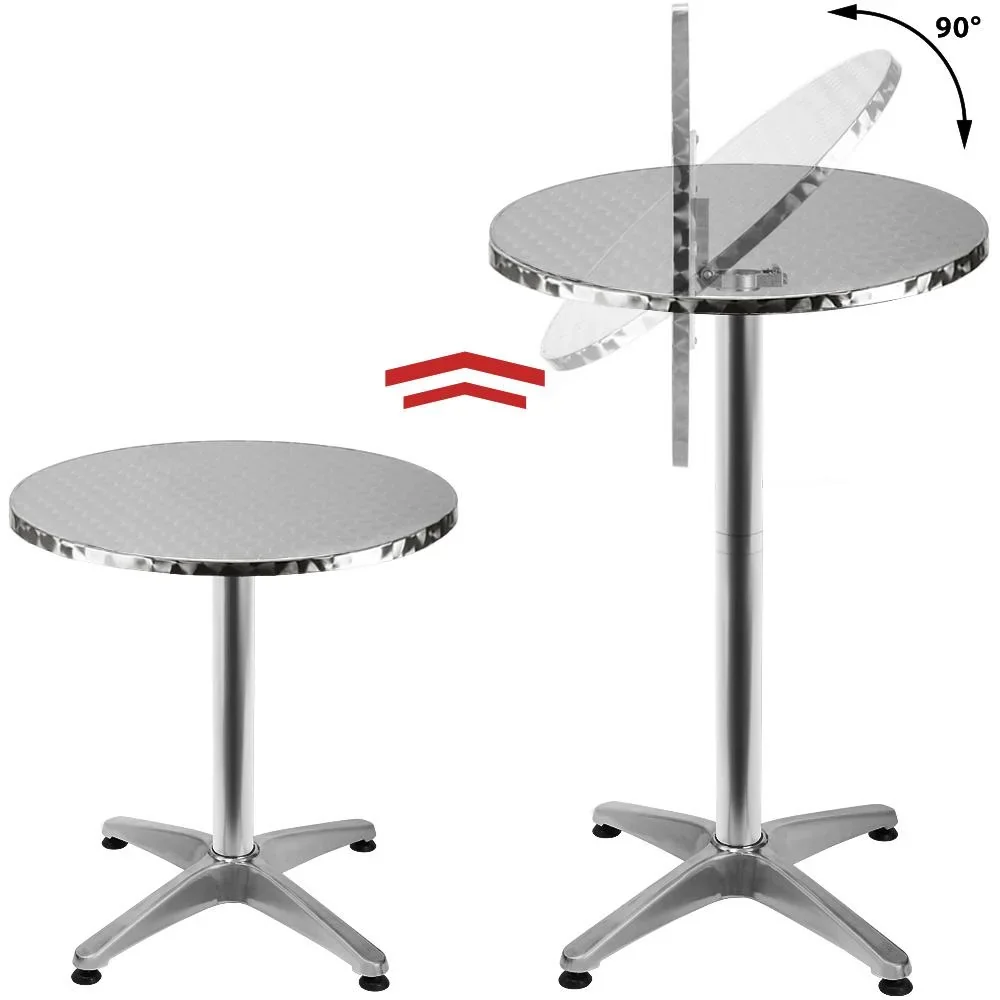Barttisch aus Edelstahl, höhenverstellbar und faltbar, Ø 60 cm - 1