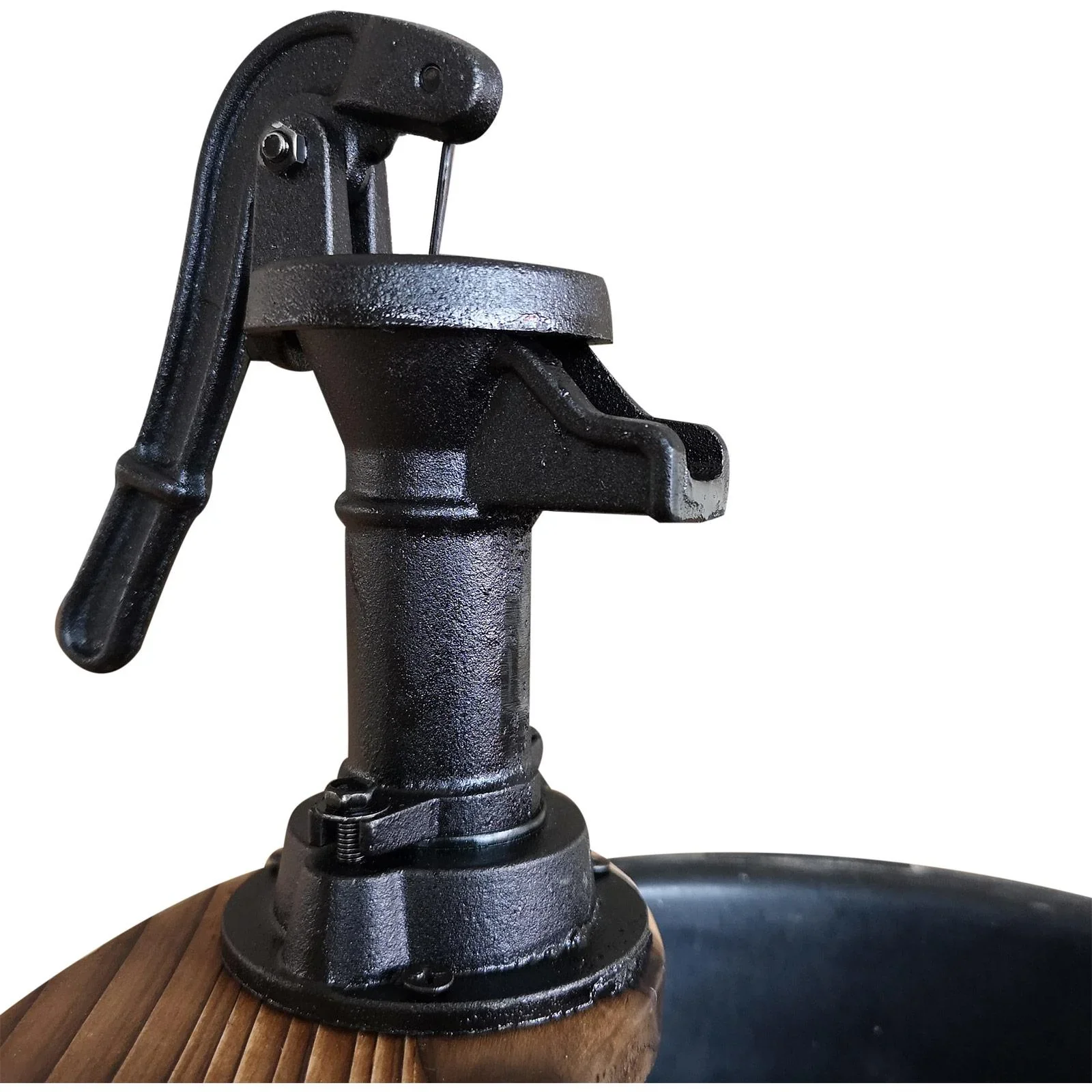 Gartenbrunnen Zierbrunnen Springbrunnen Wasserfall Holzfass mit Pflanzengefäß Dunkelbraun ?32 x 58,5 cm - 0