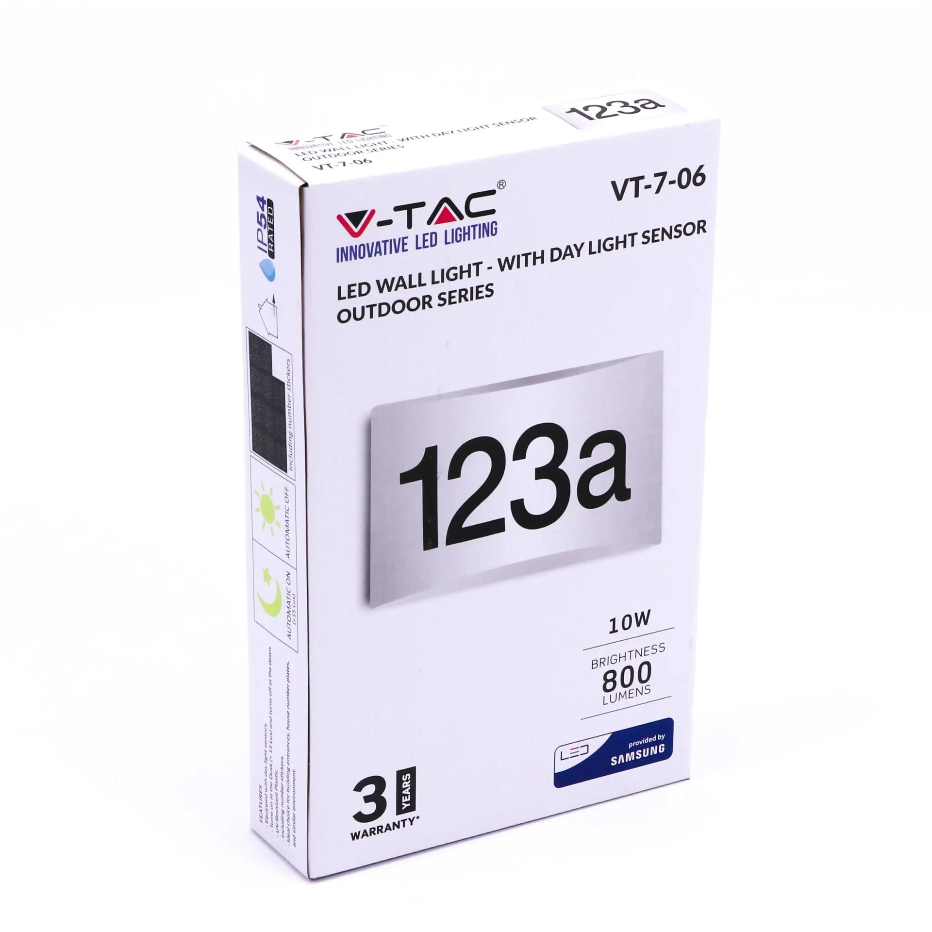 VT-7-06 LED-Wandleuchte mit Hausnummer - 3000K - 800 Lumen - 2