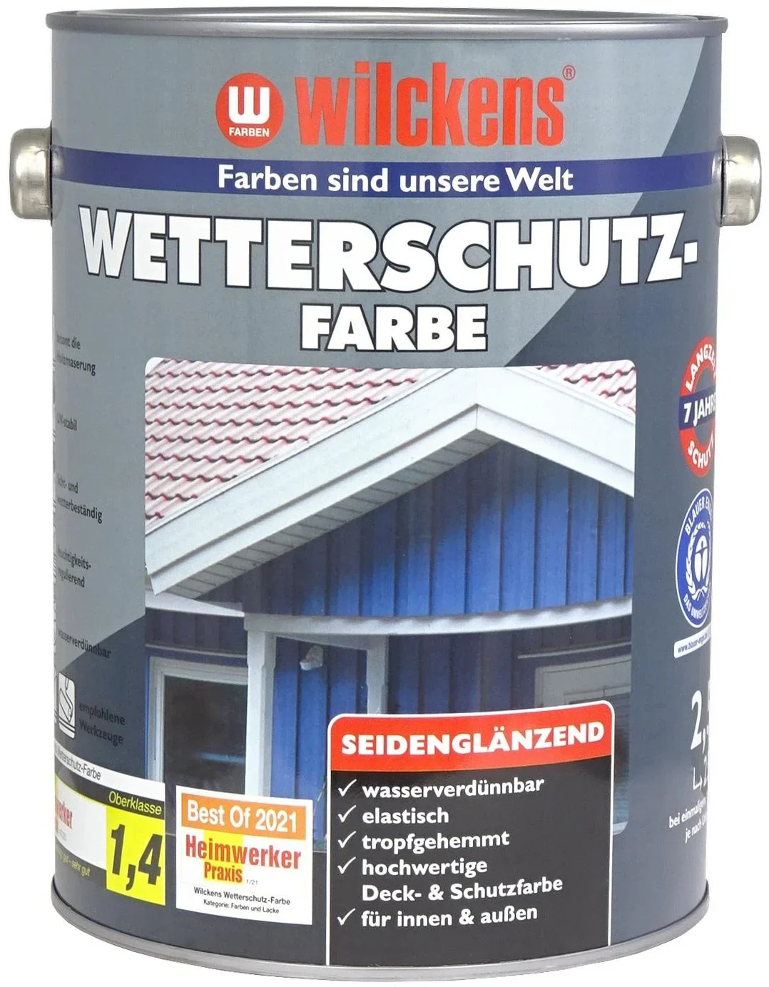 Wetterschutzfarbe RAL 7001, silbergrau, 2,5 Liter - 0