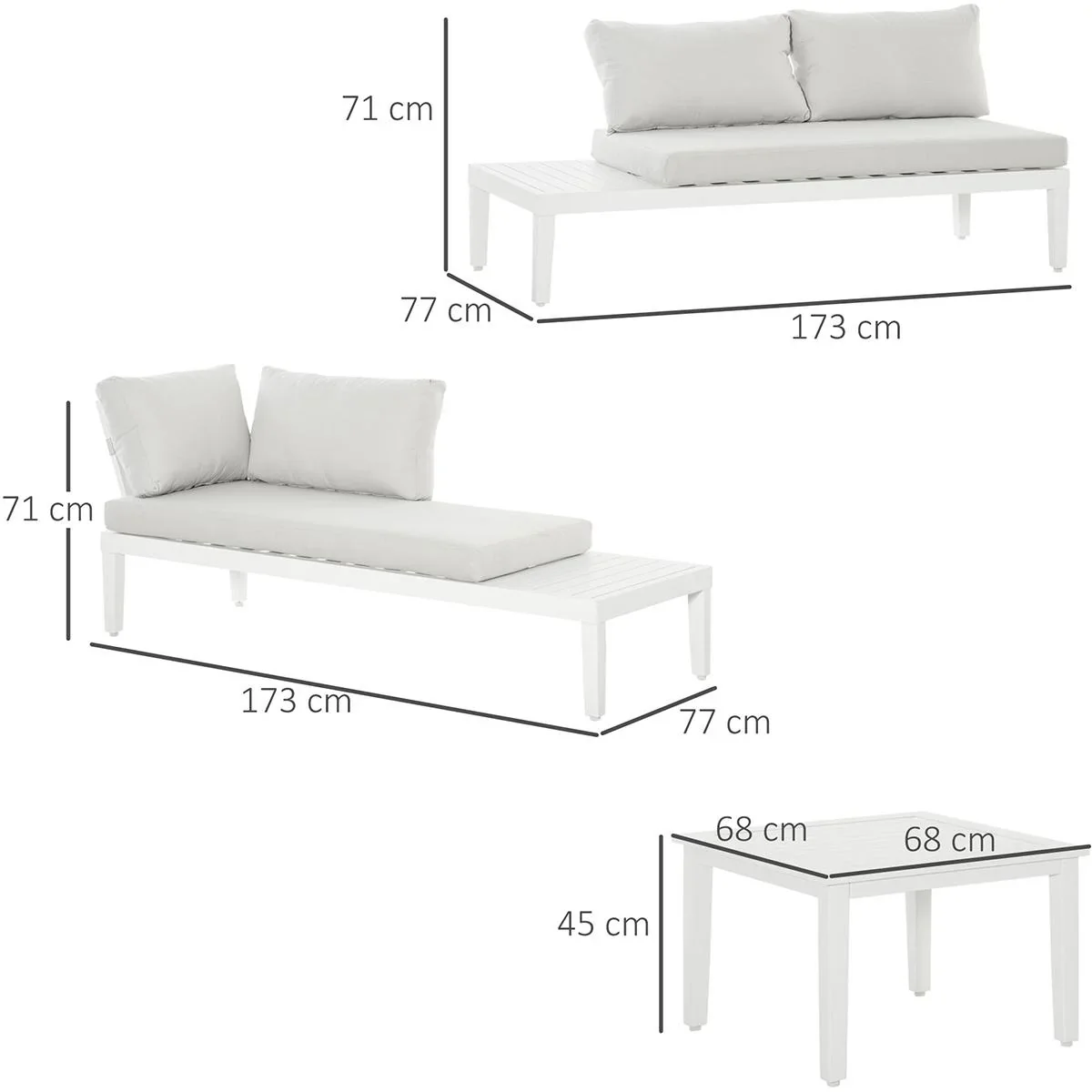 3-teiliges Gartenmöbel-Set mit Bei - 1