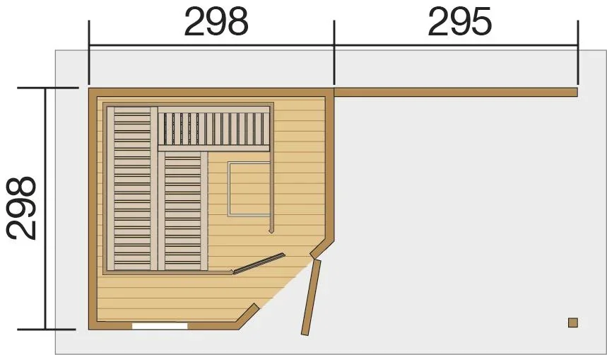 Saunahaus 28 mm SALO 2 schwedenrot/weiß mit Lounge 300 cm, ohne Ofen - 0