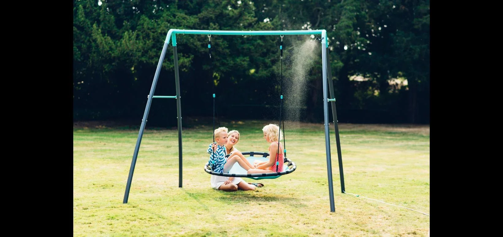 Premium Metall Nestschaukel mit Nebelsprühfunktion, Outdoor-Nestschaukel, Kinder, Schaukelseile höhenverstellbar - 3