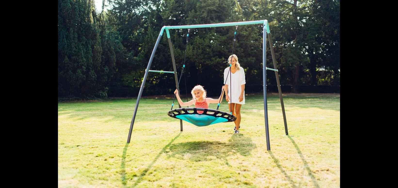 Premium Metall Nestschaukel mit Nebelsprühfunktion, Outdoor-Nestschaukel, Kinder, Schaukelseile höhenverstellbar - 4